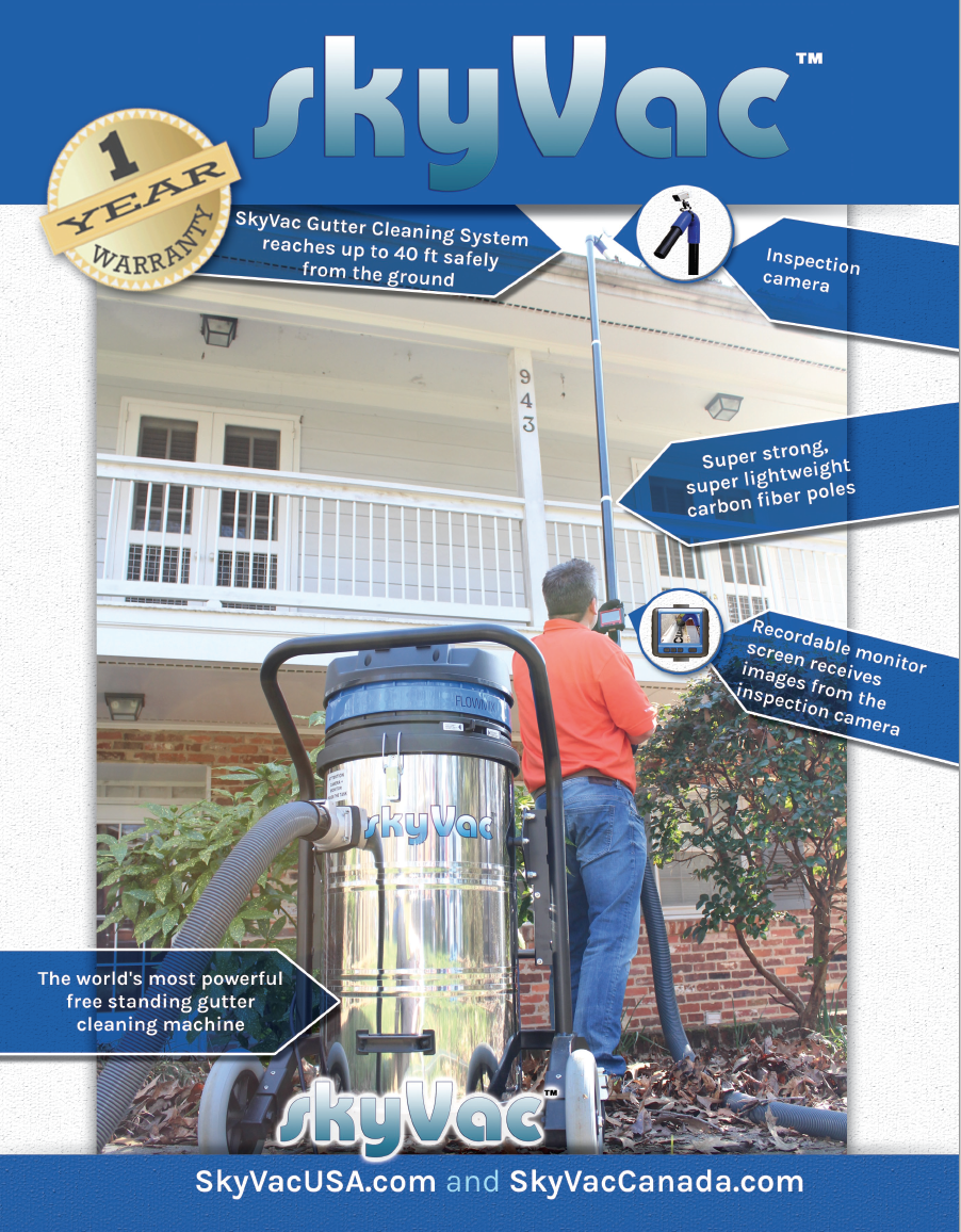 Folleto de limpieza de canaletas SkyVac®️