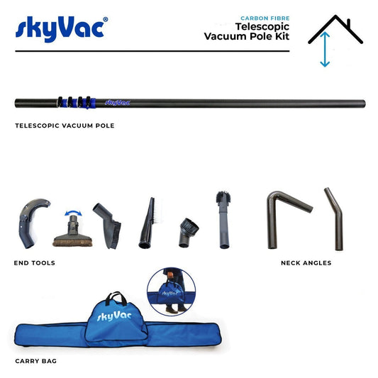 SkyVac®️ Carbon Fiber Telescopic Vacuum Pole for Internal Cleaning (You Choose)