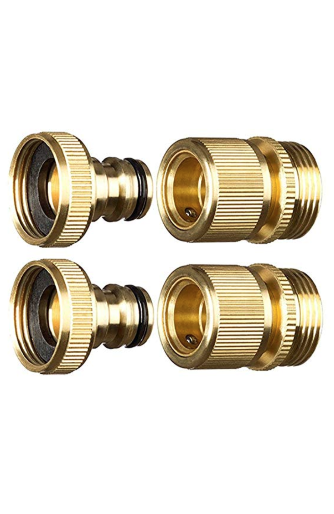 Hose Quick Connects - Male to Male Threaded Water Hose - Set of 2 Brass