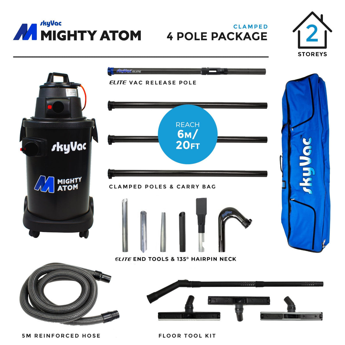 SkyVac®️ Mighty Atom con abrazadera (usted elige)