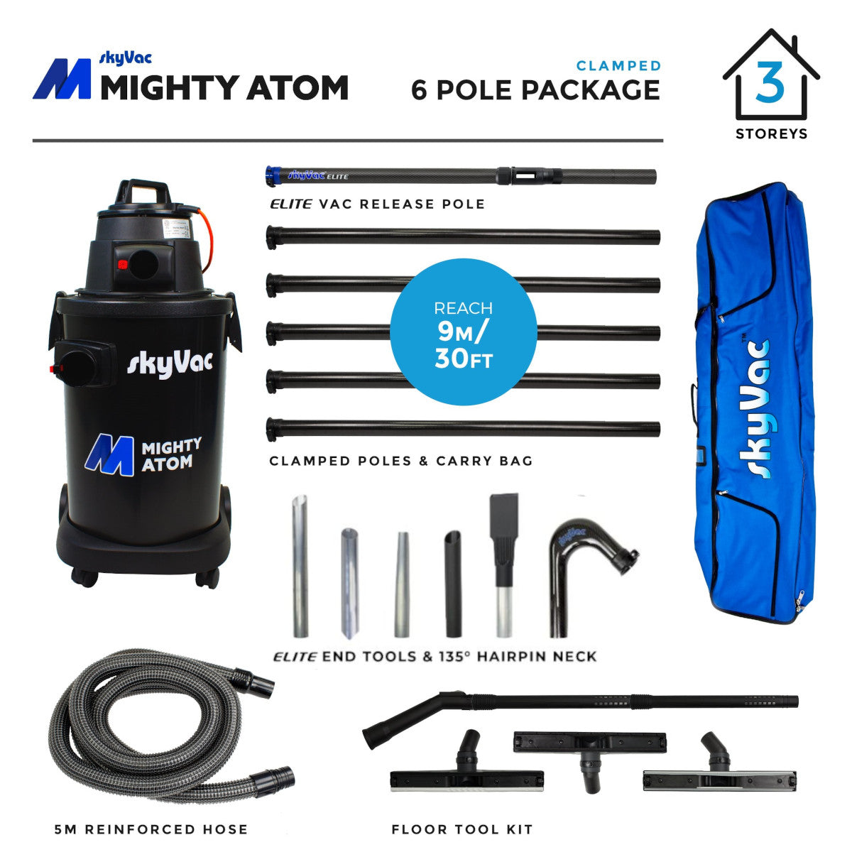 SkyVac®️ Mighty Atom con abrazadera (usted elige)