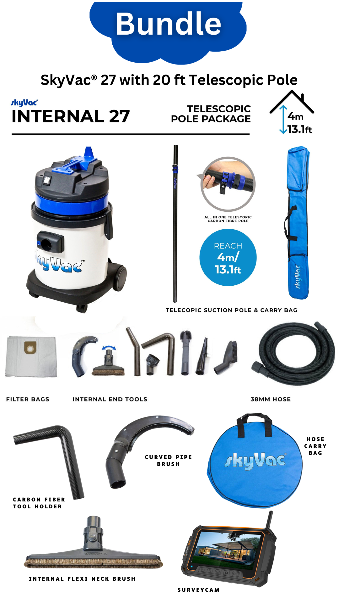 SkyVac 27 20ft Telescopic Most Popular Bundle