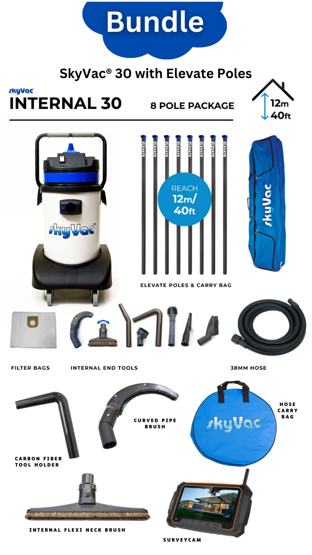 SkyVac 30 with Elevate Poles Most Popular Bundle