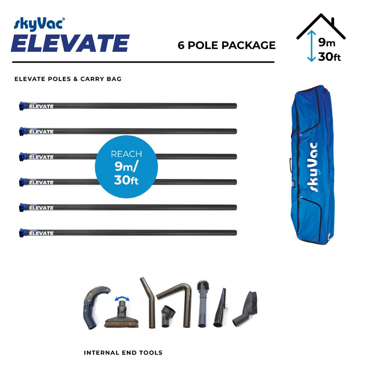 SkyVac®  Elevate Clamped Poles Internal Suction Pole Set (You Choose)