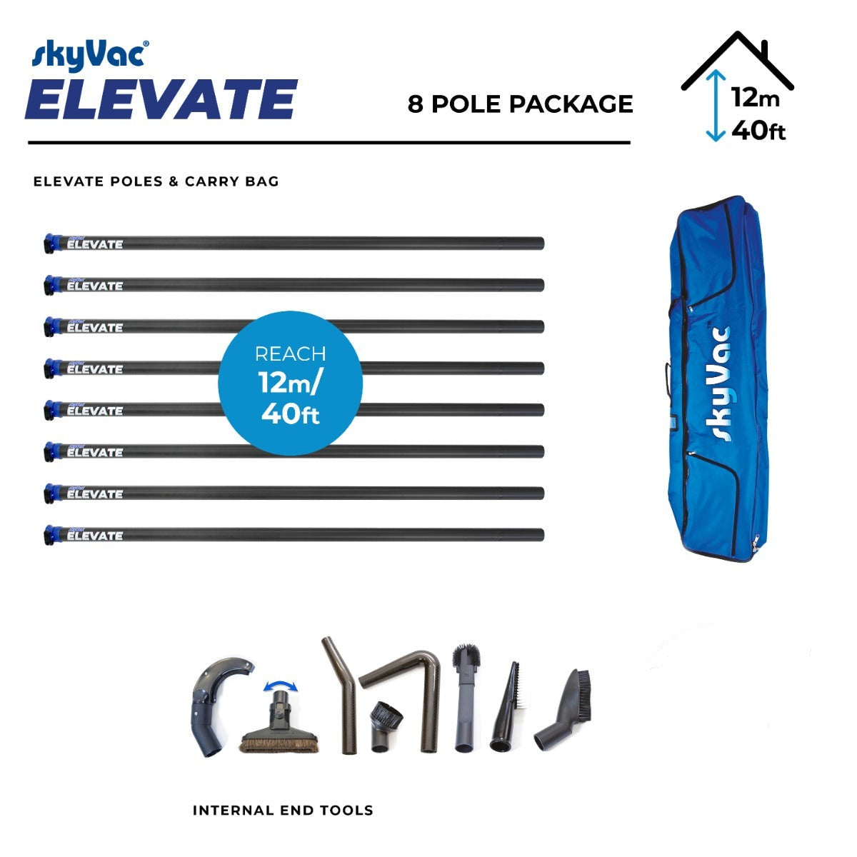 SkyVac®  Elevate Clamped Poles Internal Suction Pole Set (You Choose)