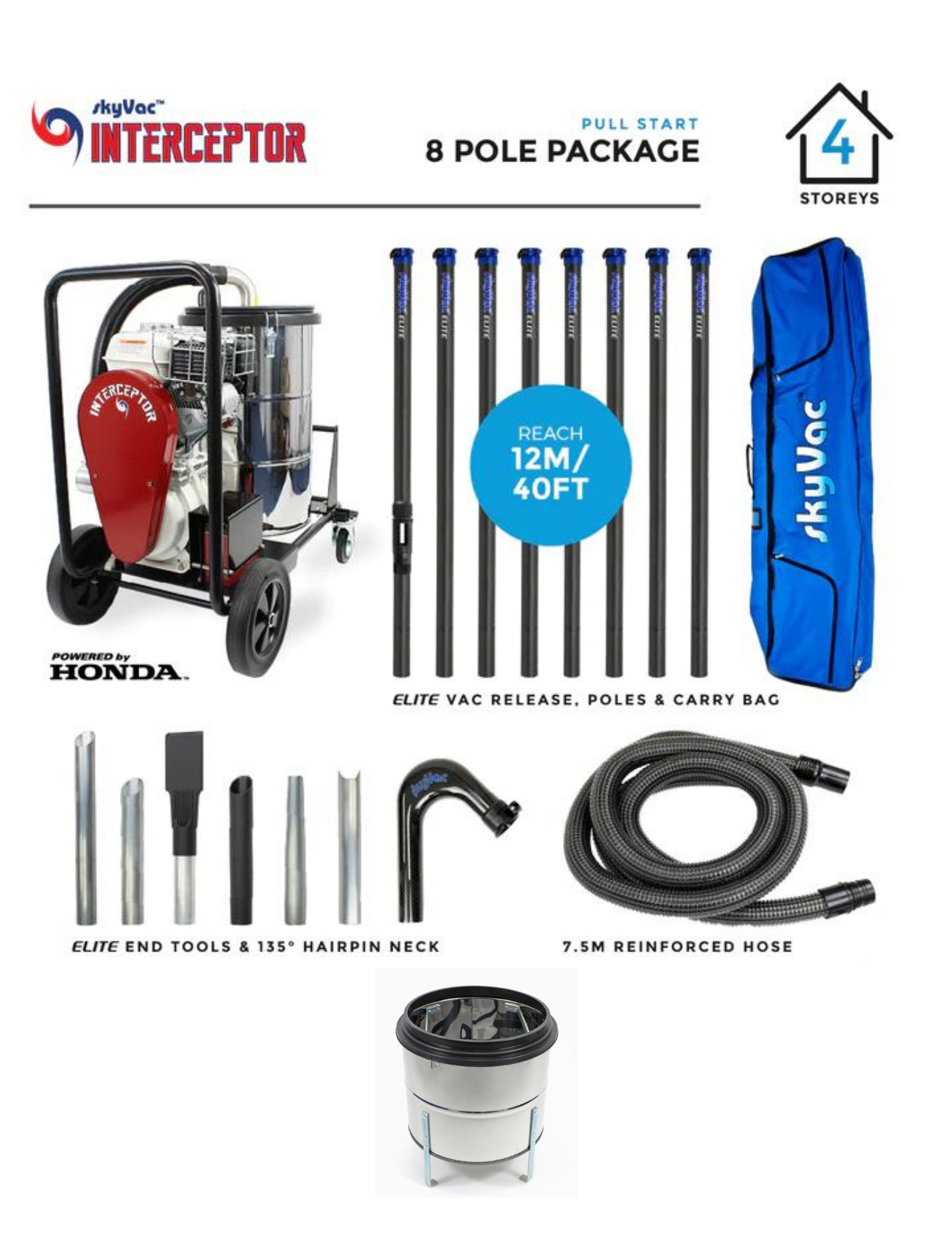 SkyVac Interceptor with Sieve Basket